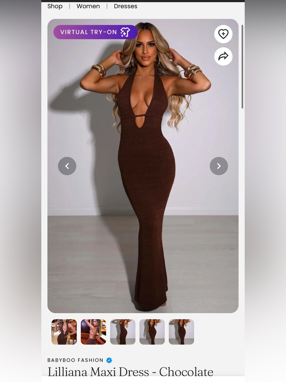 Lilliana Chocolate Halter Maxi Dress